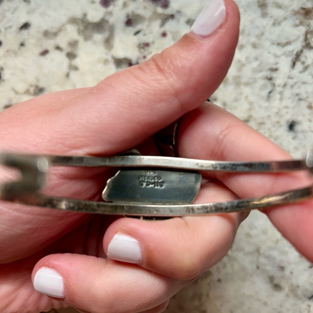 Silver And Turquoise Leaf Cuff - image 3